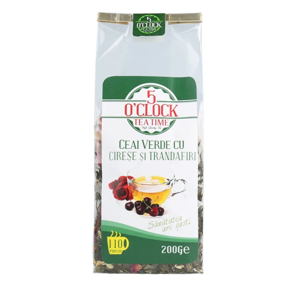 5 O\'Clock Tea Ceai Verde cu Cirese si Trandafiri 200g