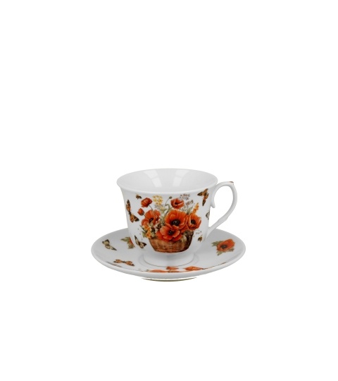 Ceasca cu farfurie, 250ml, Basket of Flowers Poppies - 1 | YEO