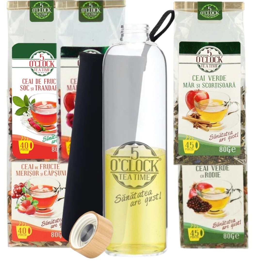 Green & Fruity Summer Kit ( 2 Ceaiuri Verzi, 3 Ceaiuri Fructe și 1 Sticlă EcoBottle )