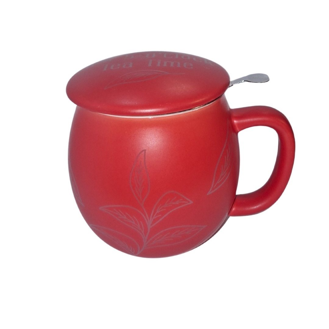 Moment Red, Cană din ceramică rosie cu infuzor inox, 350 ml - imagine 2