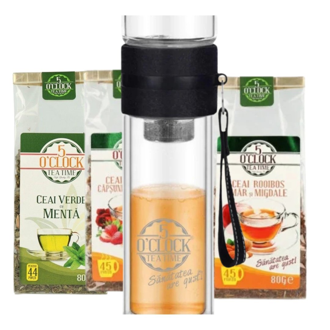 Relax Summer Kit (2 ceaiuri Rooibos, 1 ceai verde si Sticla BrewTraveler)