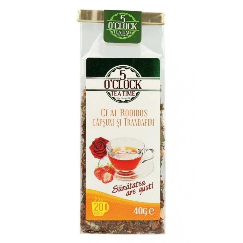 5 O\' Clock Tea Rooibos Capsuni si Trandafiri 40g