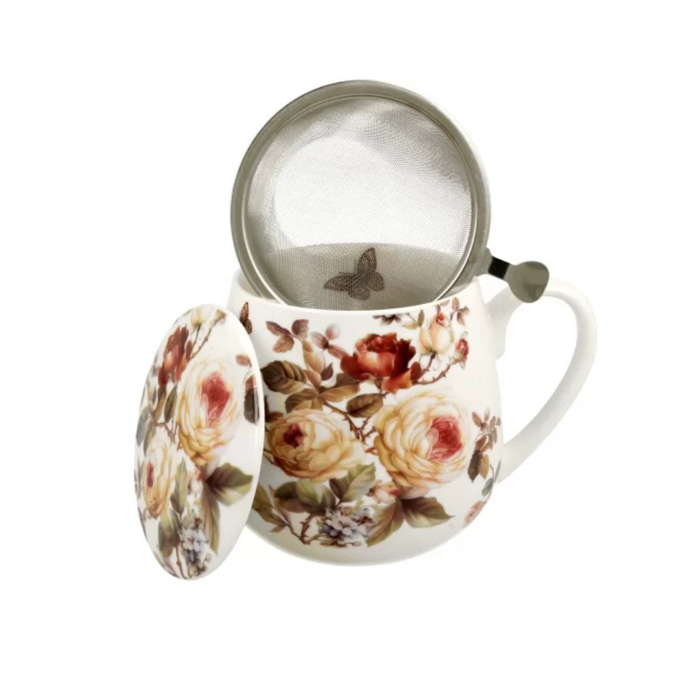 Cana cu capac portelan si infuzor inox, 430ml, Zahra - 1 | YEO