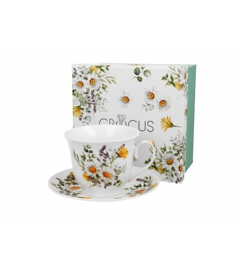 Ceasca cu farfurie portelan, 250ml, Daisy