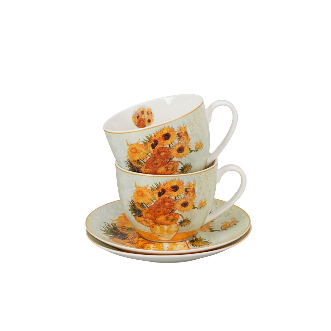 Set 2 Cesti si Farfurii Portelan 270ml SUNFLOWERS - imagine 2