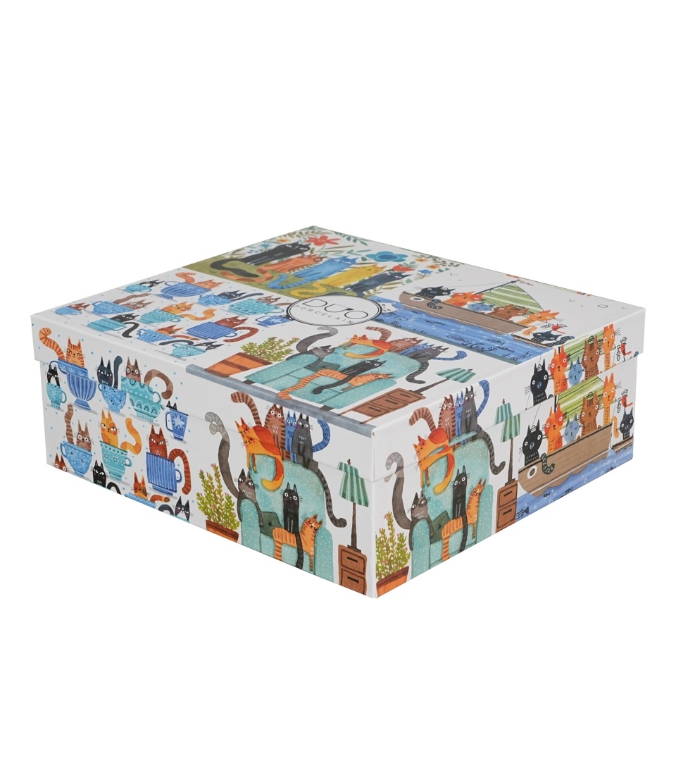 Set 4 cani din portelan 360 ml, model pisici, Cats World - imagine 4