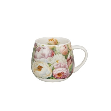 Cana din portelan 430 ml, model bujori, PEONIES