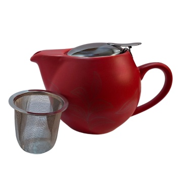 TeaTime Roșu, Ceainic din ceramică cu infuzor din inox, 500 ml