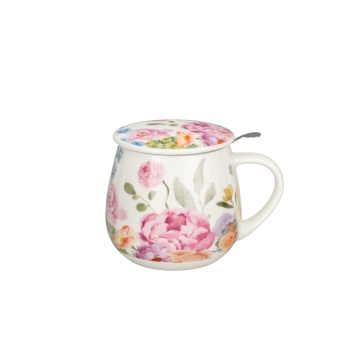 Cana cu infuzor si capac, 430 ml, model floral JUNE - Img 3