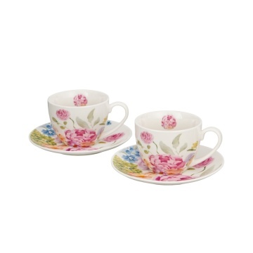 Set 2 Cesti si Farfurii Portelan 270ml JUNE - Img 3