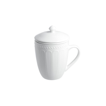 Cana cu infuzor ceramic si capac, 360ml, TWILIGHT, alba - Img 3