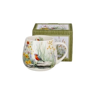Cana din portelan 430 ml, model pasare si flori de camp, JULY - Img 2