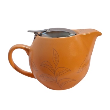 TeaTime Portocaliu, Ceainic din ceramică cu infuzor din inox, 500 ml - Img 3