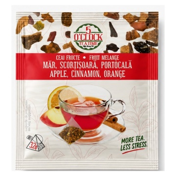 5 O'Clock Măr, Scorțișoară & Portocală – 10 plicuri piramidă