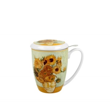 Cana cu capac si infuzor, 380 ml, Sunflowers de V. Van Gogh - Img 2