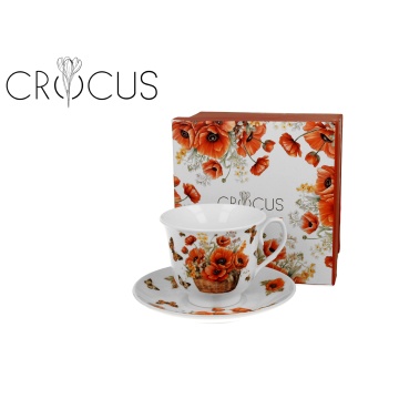 Ceasca cu farfurie, 250ml, Basket of Flowers Poppies
