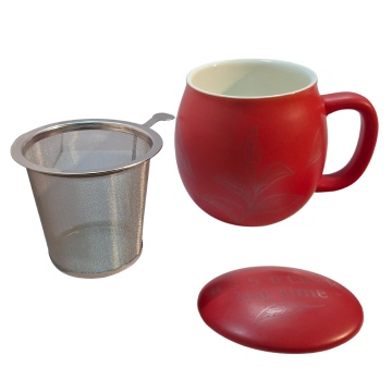Moment Red, Cană din ceramică rosie cu infuzor inox, 350 ml - Img 4