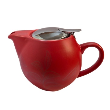 TeaTime Roșu, Ceainic din ceramică cu infuzor din inox, 500 ml - Img 2