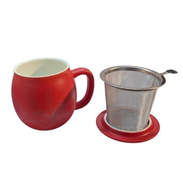 Moment Red, Cană din ceramică rosie cu infuzor inox, 350 ml