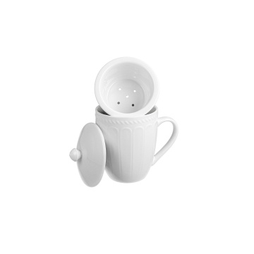 Cana cu infuzor ceramic si capac, 360ml, TWILIGHT, alba - Img 4