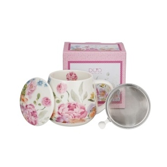 Cana cu infuzor si capac, 430 ml, model floral JUNE