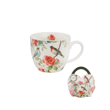 Cana din portelan 460 ml, model pasari si flori, APRIL - Img 3