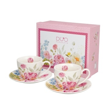 Set 2 Cesti si Farfurii Portelan 270ml JUNE