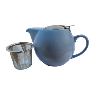 TeaTime Albastru, Ceainic din ceramică cu infuzor din inox, 500 ml
