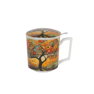 Cana cu capac portelan si infuzor inox, 450ml, Modern Tree - Img 3