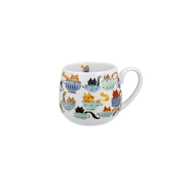 Cana din portelan 430 ml, model pisici in cesti, World Teacup Cats