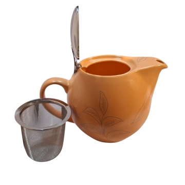 TeaTime Portocaliu, Ceainic din ceramică cu infuzor din inox, 500 ml