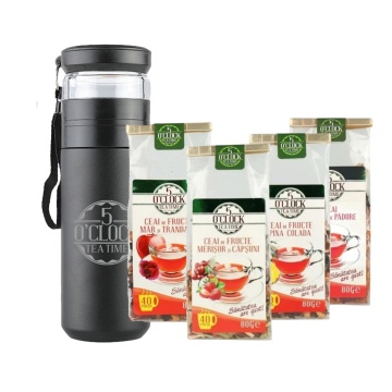 Pachet: Termos Brew2Go Crem si 4 Ceaiuri de Fructe