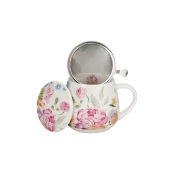 Cana cu infuzor si capac, 430 ml, model floral JUNE - Img 2