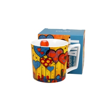 Cana portelan, 450 ml, Modern Hearts - Img 1