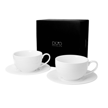 Set 2 Cesti si Farfurii Portelan 250ml DIAMOND