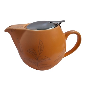 TeaTime Portocaliu, Ceainic din ceramică cu infuzor din inox, 500 ml - Img 2