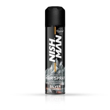 NishMan Spray colorant argintiu pentru par Ultra Colors Silver 150ml