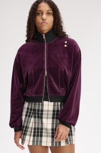 FRED PERRY SJ3102 37C VELOUR ŽENSKA JAKNA PLUM