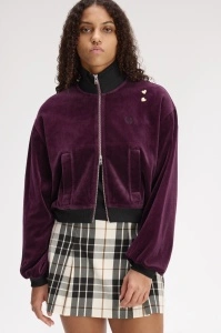 FRED PERRY SJ3102 37C VELOUR ŽENSKA JAKNA PLUM