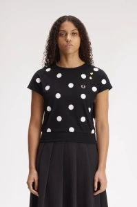 FRED PERRY FLOCKED MAJICA BLACK