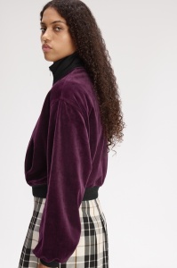 FRED PERRY SJ3102 37C VELOUR ŽENSKA JAKNA PLUM