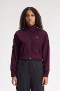 FRED PERRY CROPPED JAKNA PLUM