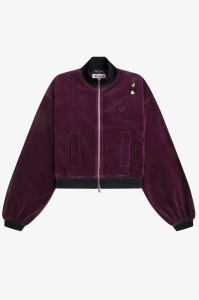 FRED PERRY SJ3102 37C VELOUR ŽENSKA JAKNA PLUM