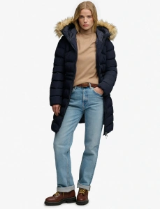 SUPERDRY FAUX FUR ŽENSKA JAKNA NAVY