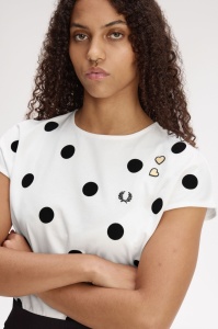FRED PERRY FLOCKED MAJICA WHITE