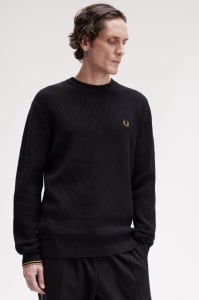 FRED PERRY K6507 102 WAFFLE DŽEMPER BLK