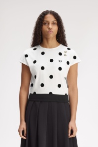 FRED PERRY SG3107 129 FLOCKED MAJICA WHITE