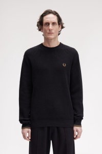 FRED PERRY K6507 102 WAFFLE DŽEMPER BLK