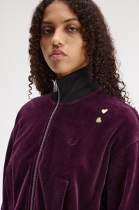 FRED PERRY SJ3102 37C VELOUR ŽENSKA JAKNA PLUM