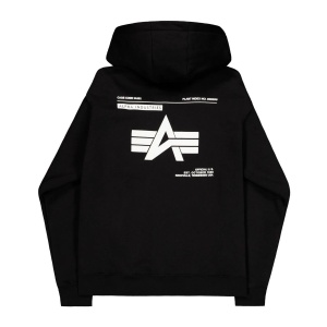 ALPHA INDUSTRIES LABEL DUKS ZIP BACK PRINT BLACK